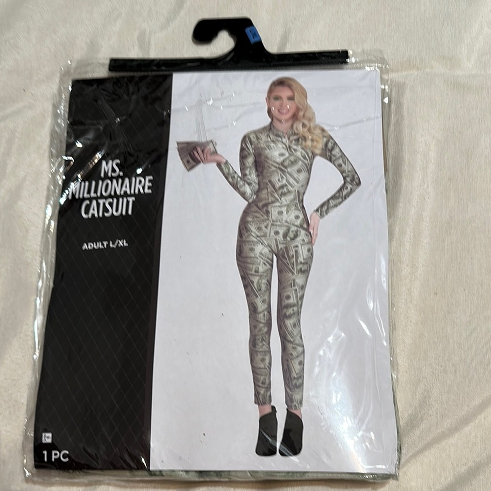 Ms. Millionaire catsuit - costume adult L/XL (up to size 16) Money Print